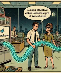 Deux personnes connectant Casserole Pro et QuickBooks pour une application de gestion faite pour les petites entreprises